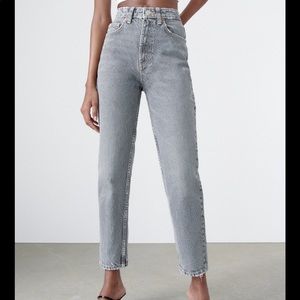 Zara Gray Mom Fit Jeans